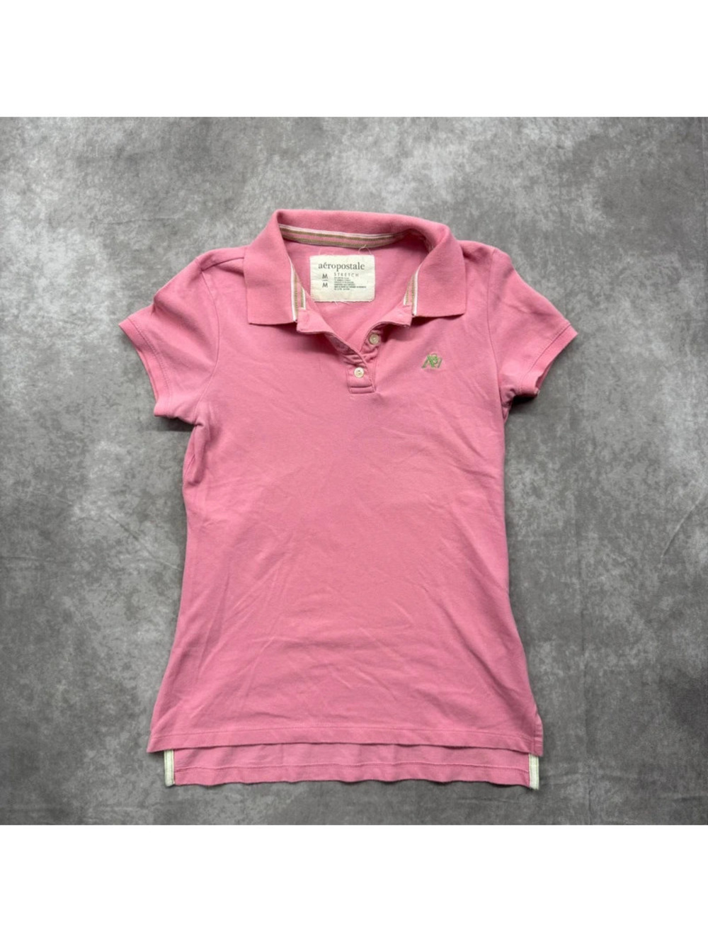 Vintage Y2K Aeropostale Womens Medium Pink Short Sleeve Polo Shirt Top